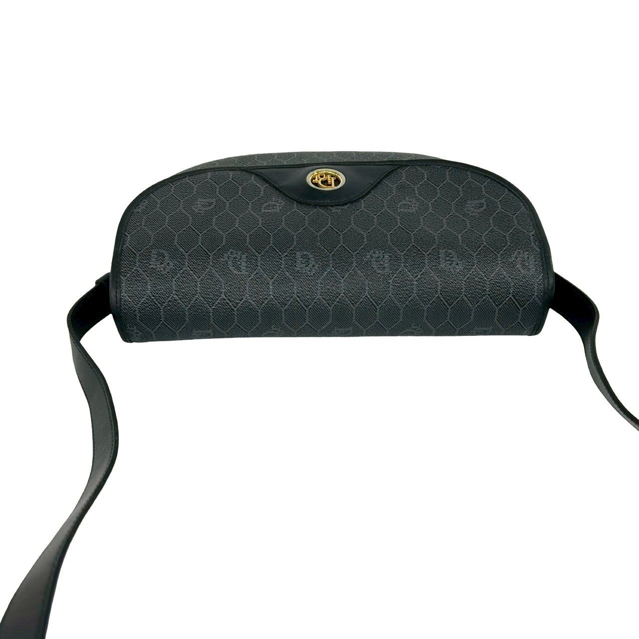 極 美品 Christian Dior ディオール ヴィンテージ ハニカム 柄 ロゴ 金具 レザー ショルダーバッグ ポシェット サコッシュ ブラック 331-9 極 美品 Christian Dior ディオール ヴィンテージ ハニカム 柄 ロゴ