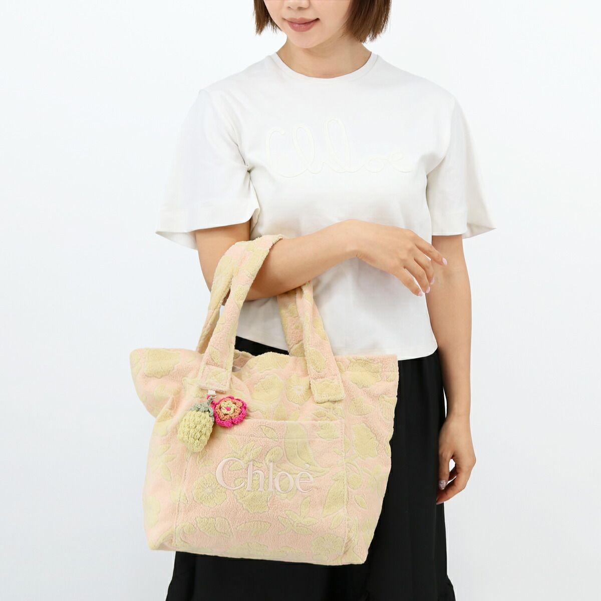 □CHLOE KIDS クロエ キッズ 大人もOK フローラルモチーフ トート 