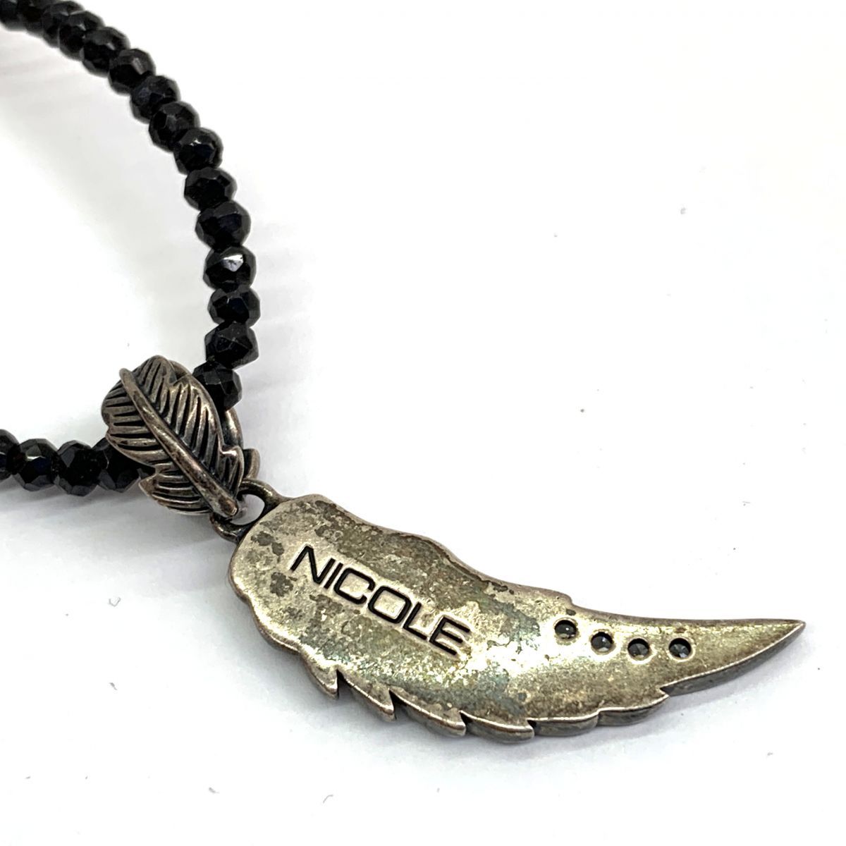 NICOLE ニコル フェザーモチーフ ビーズネックレス アクセサリー 