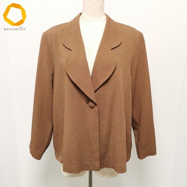 詩仙堂ジャケット anc シセンドウ 詩仙堂 ジャケット ちりめん 無地 茶 美品 レディース