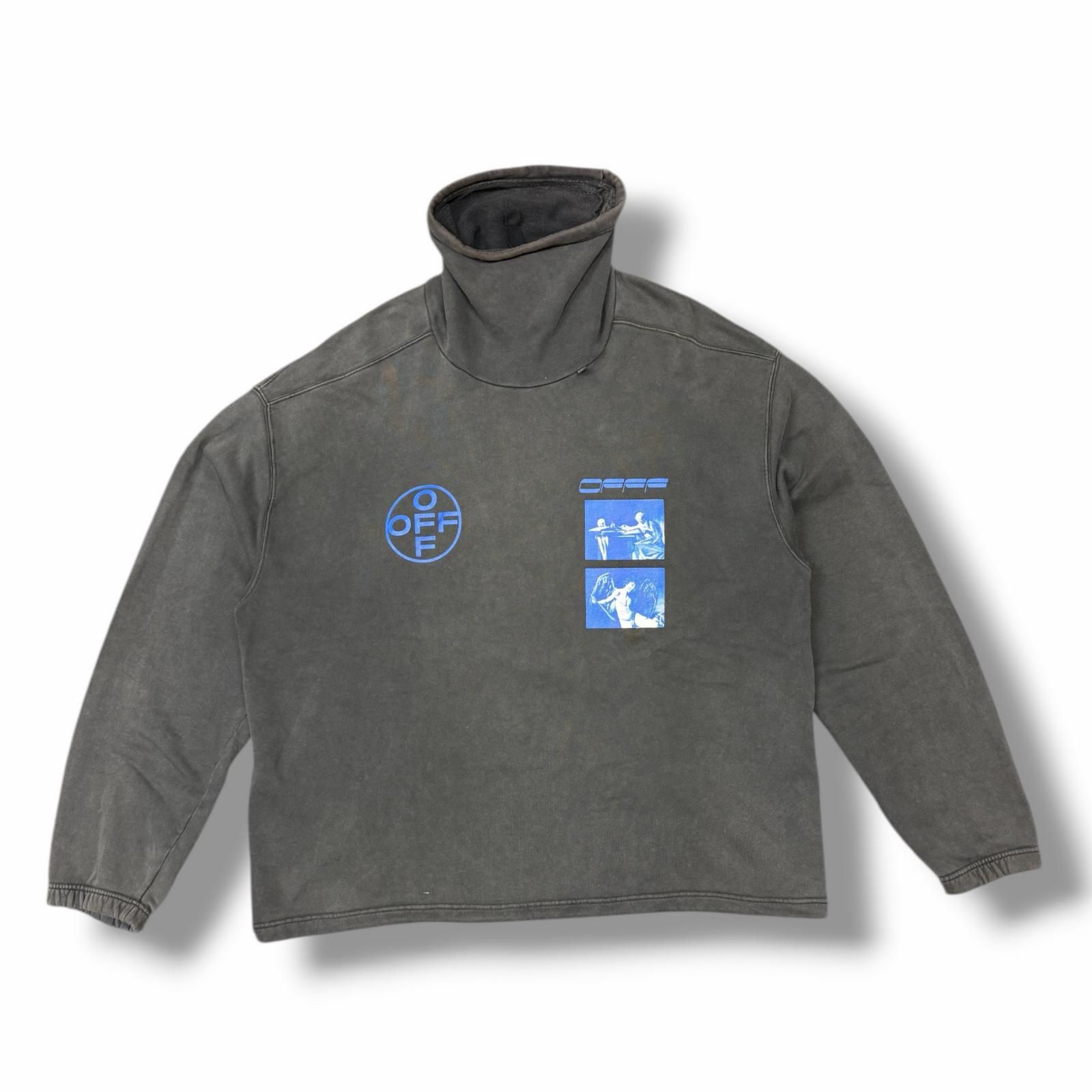 国内正規 OFF-WHITE 19AW Caravaggio print turtleneck sweatshirt タートルネックスウェット トレーナー オフホワイト OMBA039F19E30009 チャコール L （13955M） 国内正規 OFF-WHITE 19AW Caravaggio print turtleneck sweatshirt