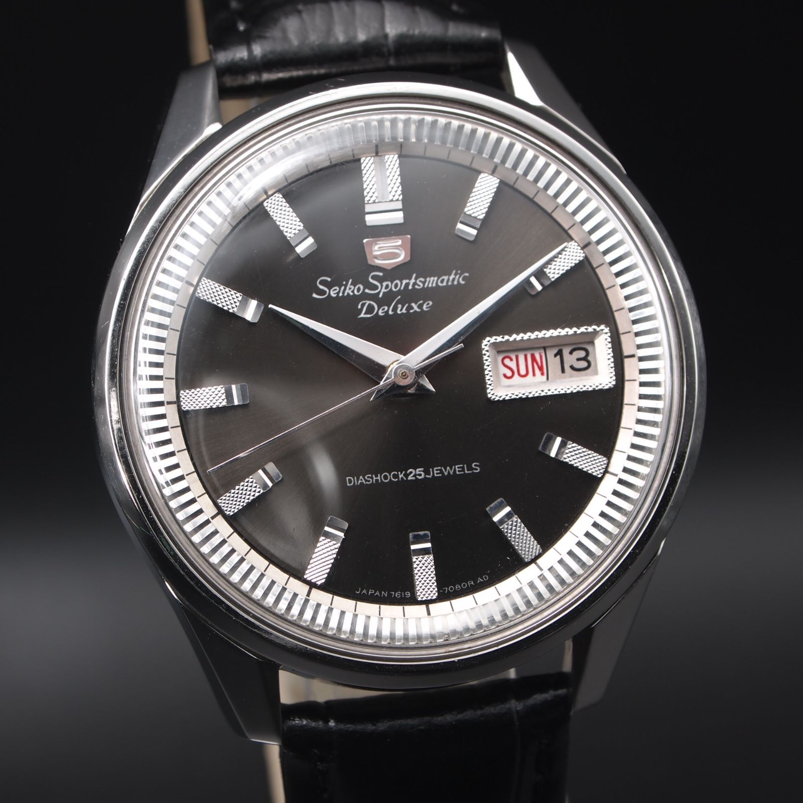 OH済 ビンテージ SEIKO 5 デラックス ブラック - メルカリ