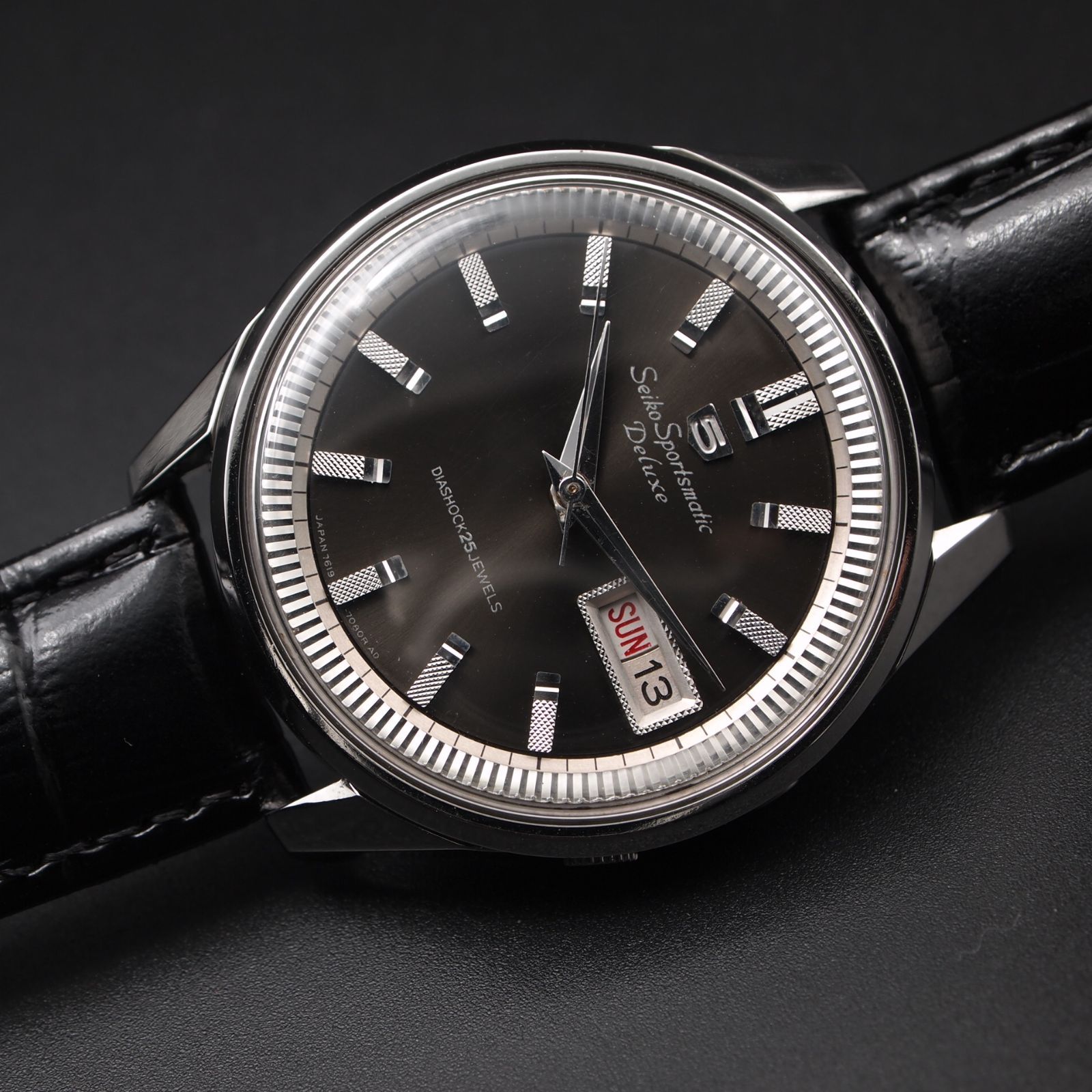 OH済 ビンテージ SEIKO 5 デラックス ブラック - メルカリ