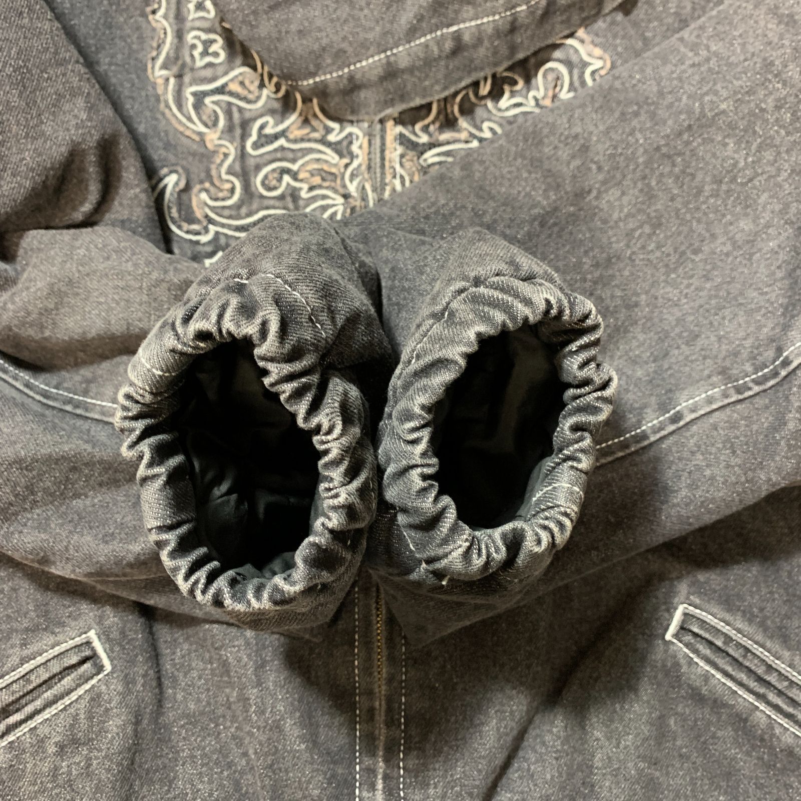 むつ75-041301][併売] The Black Eye Patch METAL LOGO HOODED DENIM 