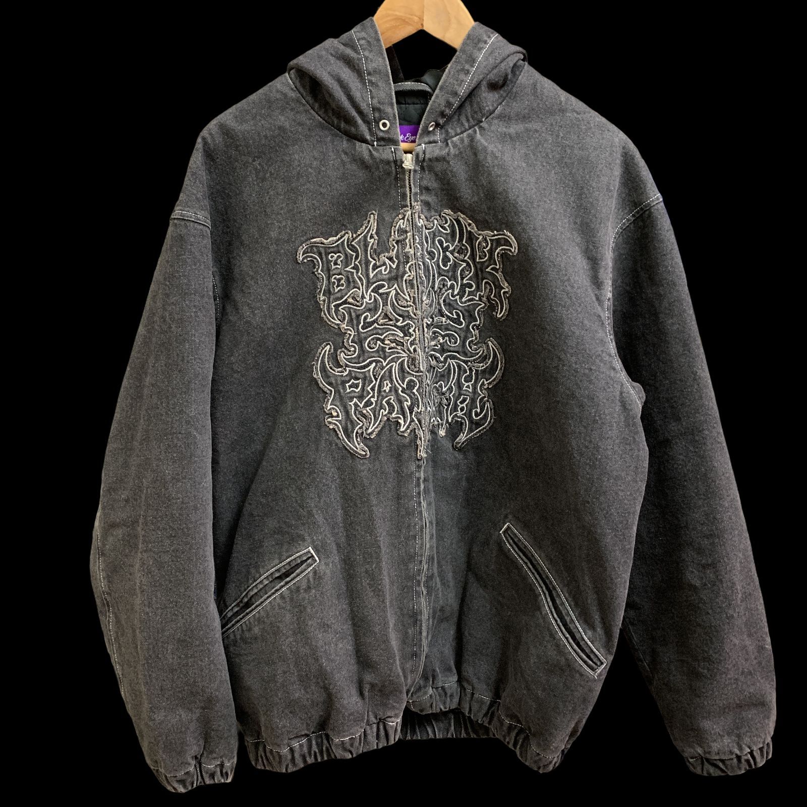むつ75-041301][併売] The Black Eye Patch METAL LOGO HOODED DENIM 