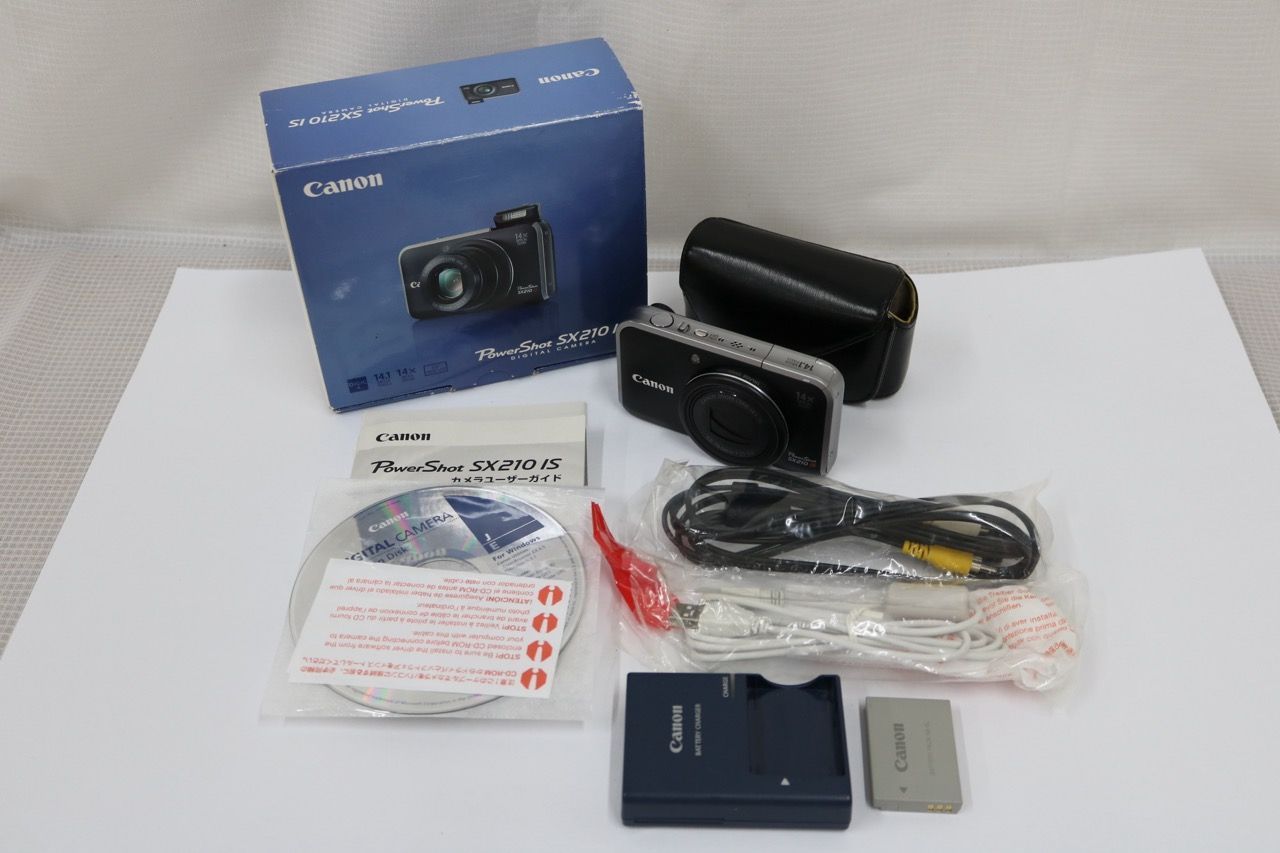 返品保証】 【元箱付き】キャノン Canon PowerShot SX210 IS ブラック 