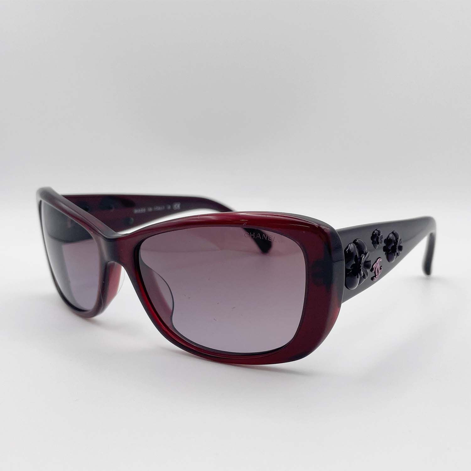 CHANEL シャネル サングラス 5186-A カメリア ココマーク ボルドー 【中古】 CHANEL シャネル サングラス 5186-A カメリア ココマーク ボルドー