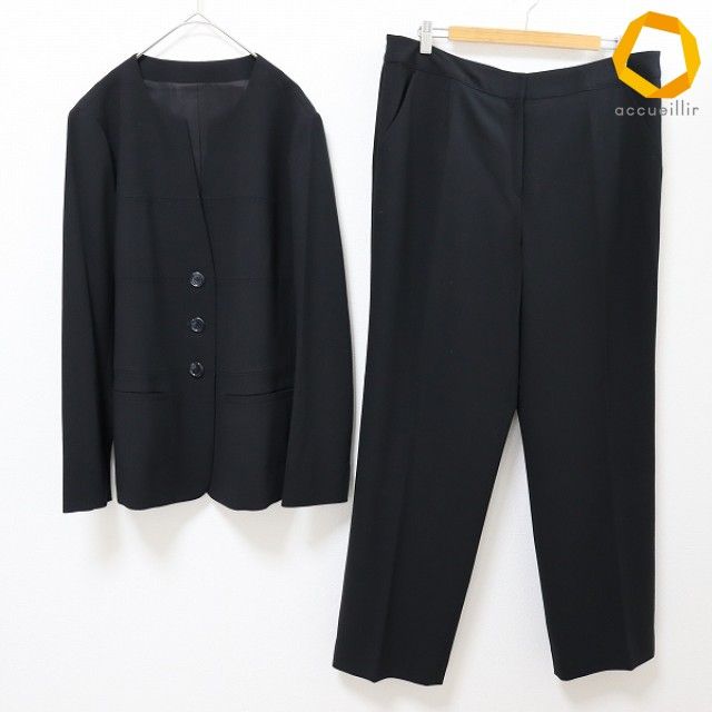 レリアン Leilian パンツスーツ ブラックフォーマル ジャケット ノーカラー パンツ 大きいサイズ レディース [a971785]