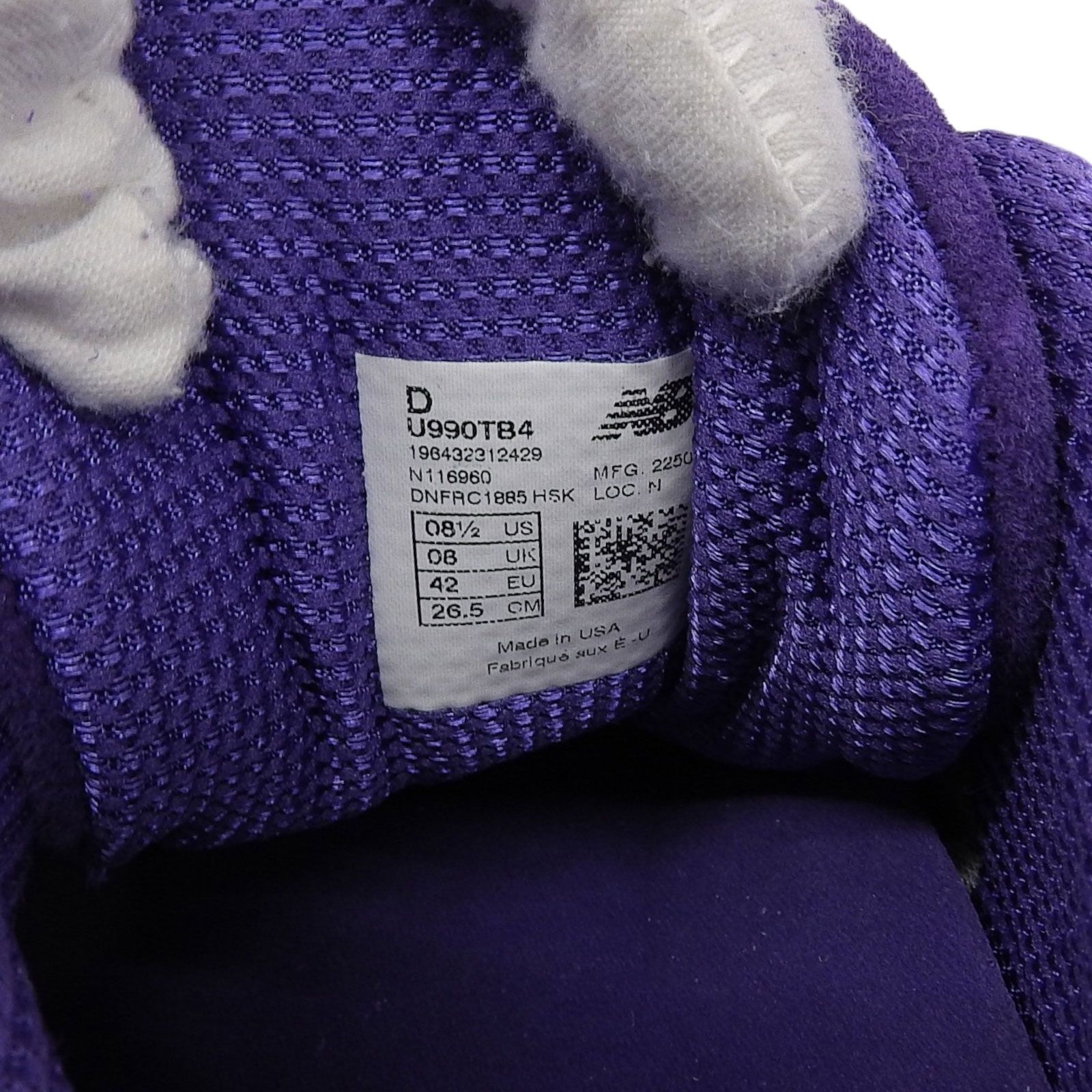 未使用品△USA製 NEW BALANCE ニューバランス U990TB4 990V4 Purple 