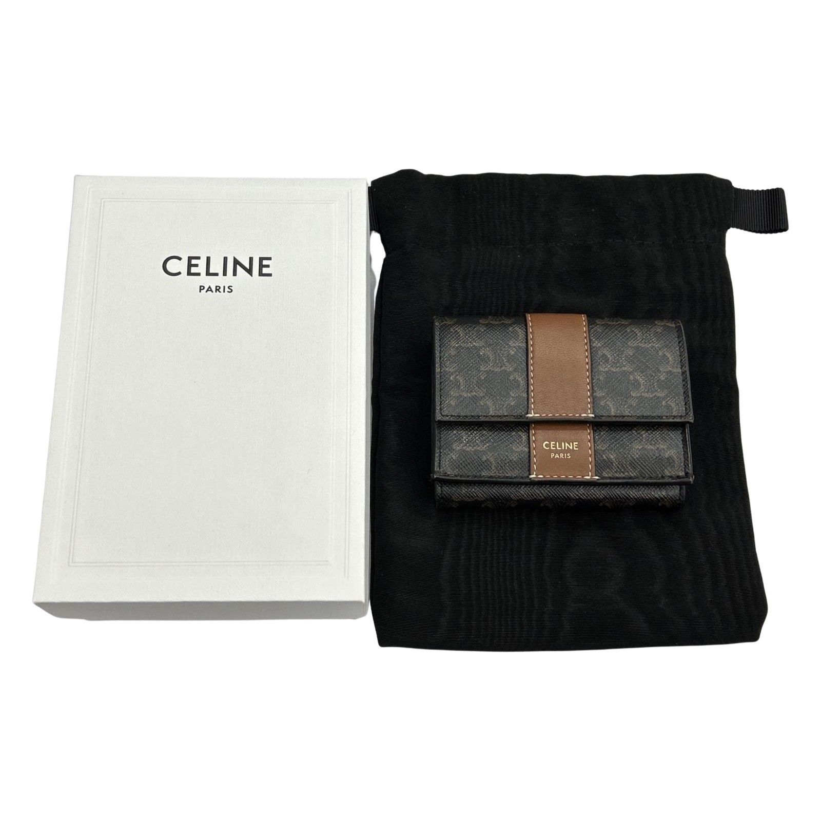 CELINE セリーヌ 三つ折り財布 トリオンフ ブラウン - メルカリ