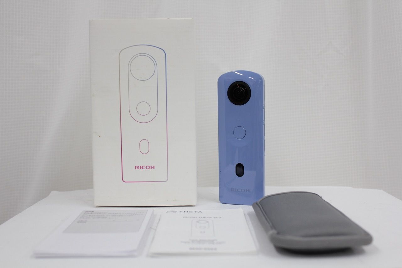 返品保証】 【元箱付き】リコー Ricoh THETA SC2 ブルー ソフトケース