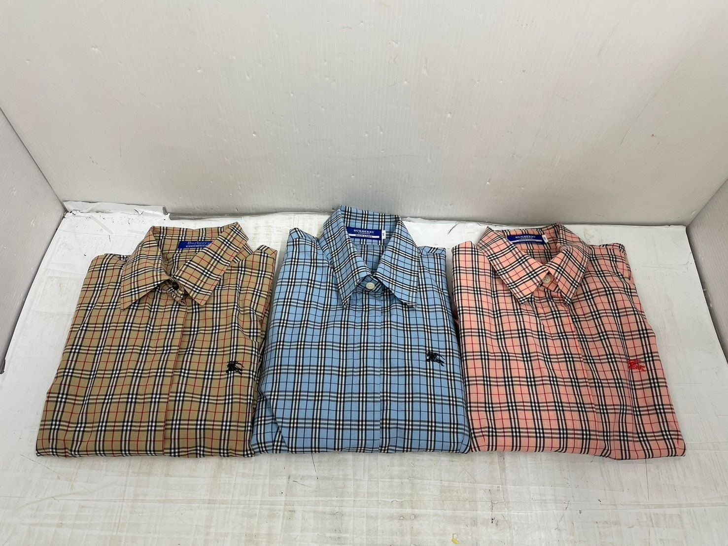 送料無料h13594 BURBERRY バーバリー チェック 長袖 シャツ 3枚セット 