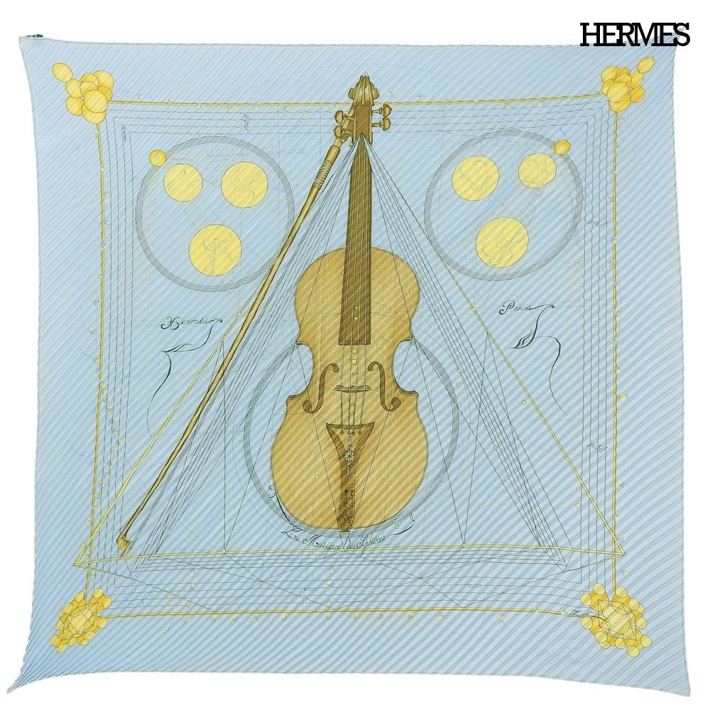エルメスプリーツスカーフ　球形が奏でる音楽 超美品 エルメス HERMES プリーツ カレ La Musique des Spheres 球体が