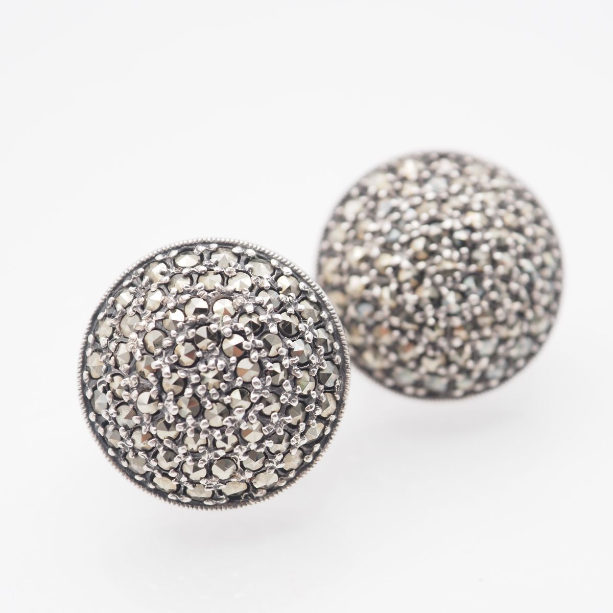 S250 marcasite marcasite silver 925 engraved earring design silver vintage