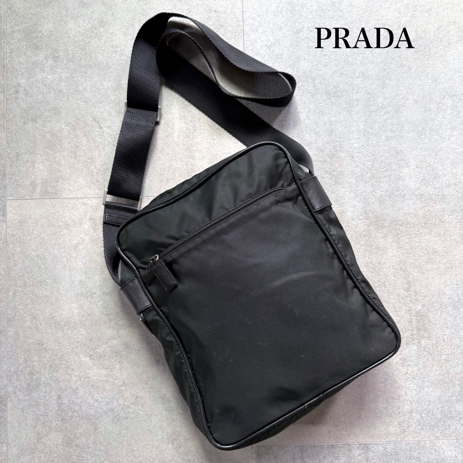 PRADA プラダ 三角ロゴ ショルダーバック ナイロン サフィアーノレザー 