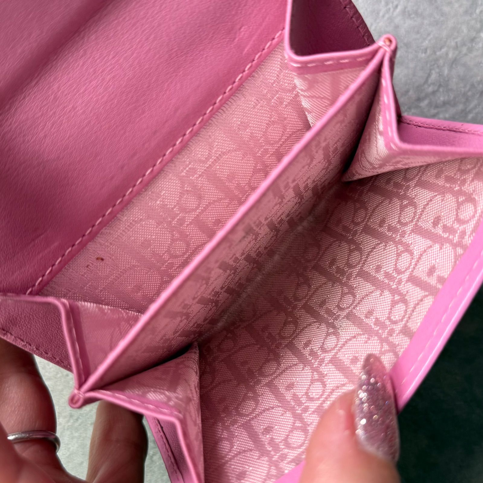 希少 Christian Dior クリスチャンディオール Wホック 二つ折り財布 