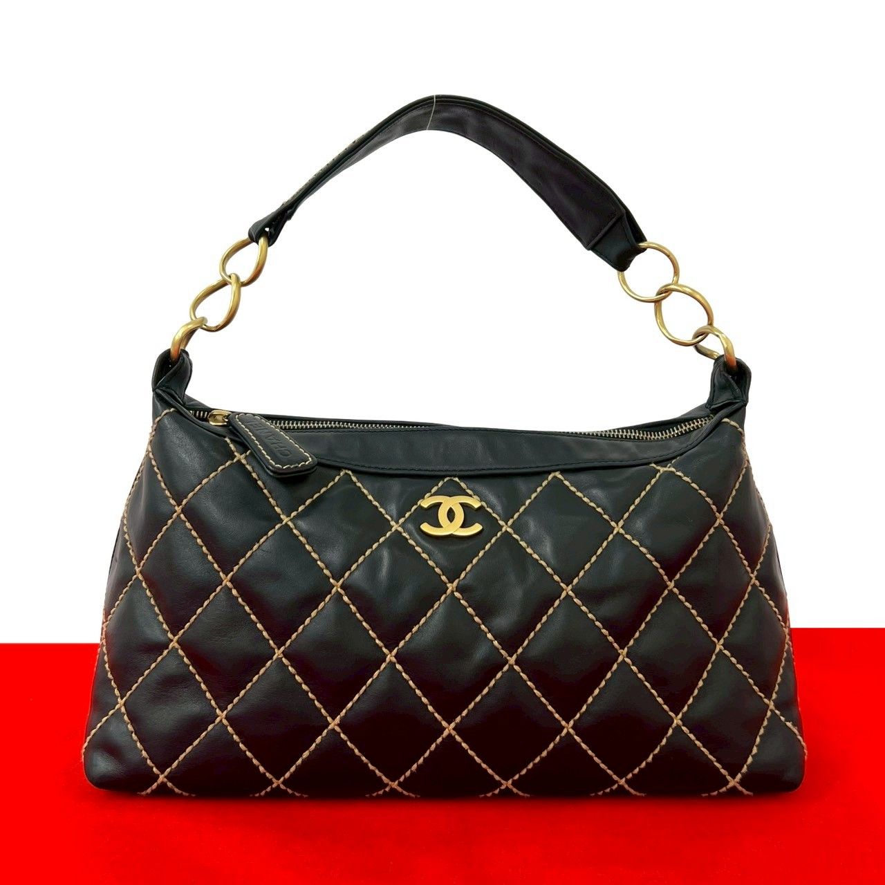 極 美品 シール有 8番台 CHANEL シャネル ワイルドステッチ レザー 