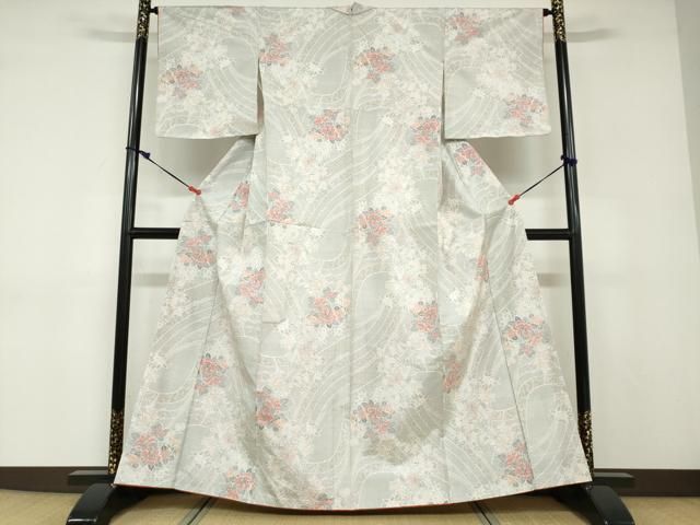 平和屋着物●本場大島紬　白大島　120亀甲　草花文　正絹　逸品　DABD9103ud 平和屋着物○本場大島紬 白大島 120亀甲 草花文 正絹 逸品 DABD9103ud