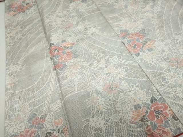 平和屋着物●本場大島紬　白大島　120亀甲　草花文　正絹　逸品　DABD9103ud 平和屋着物○本場大島紬 白大島 120亀甲 草花文 正絹 逸品 DABD9103ud