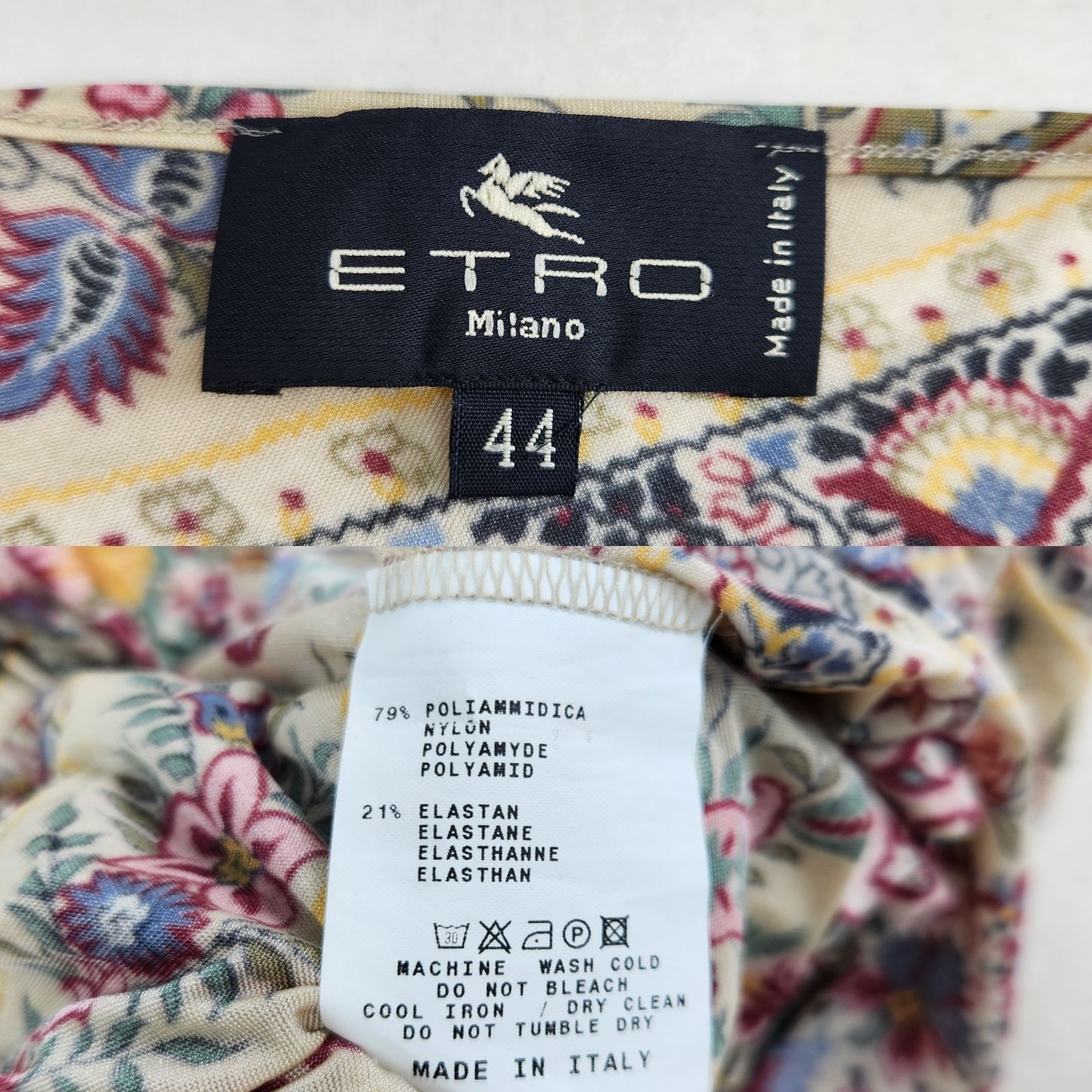 美品 エトロ ロングワンピース カシュクール ペイズリー 花柄 44 XL