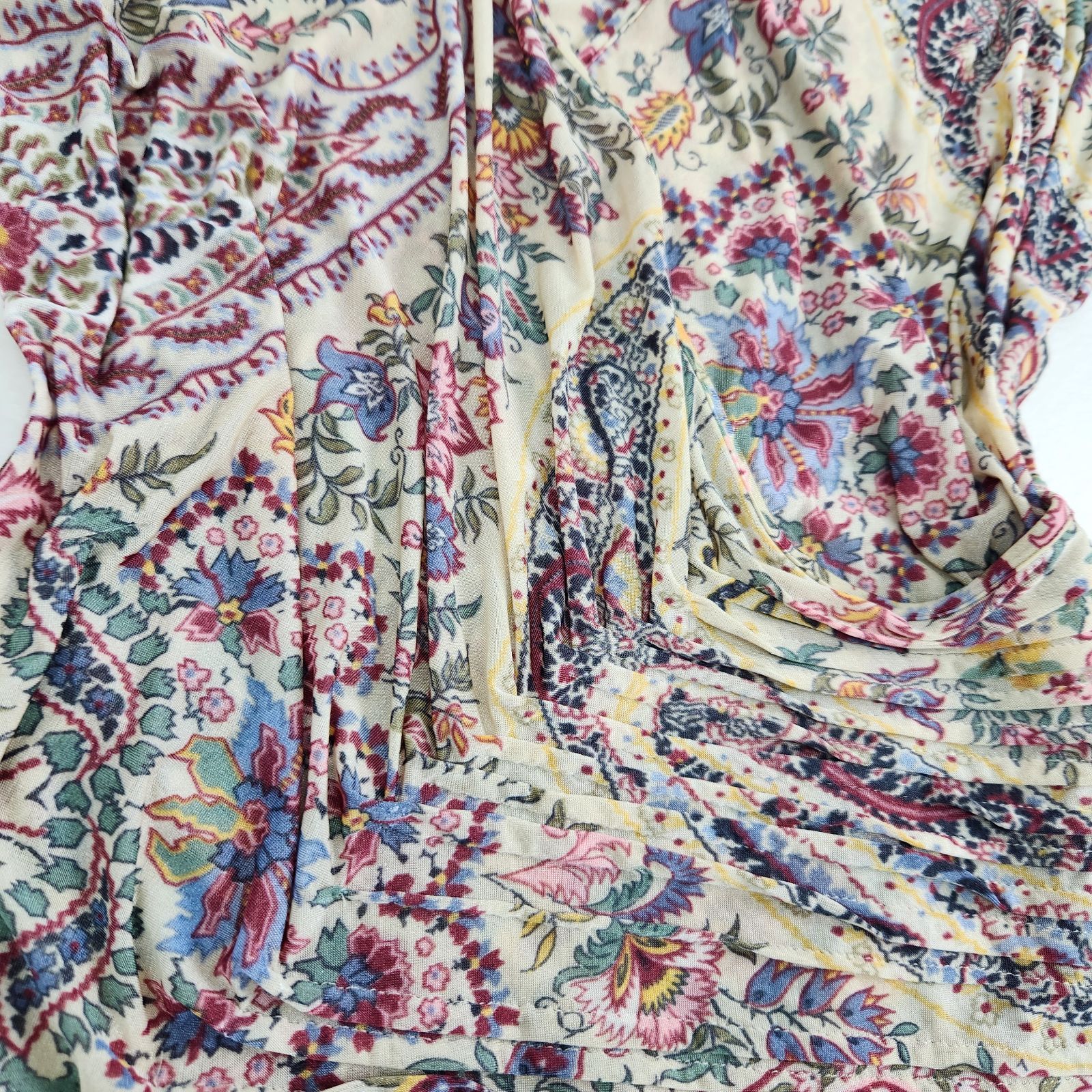 美品◆エトロ　ロングワンピース 美品 エトロ ロングワンピース カシュクール ペイズリー 花柄 44 XL