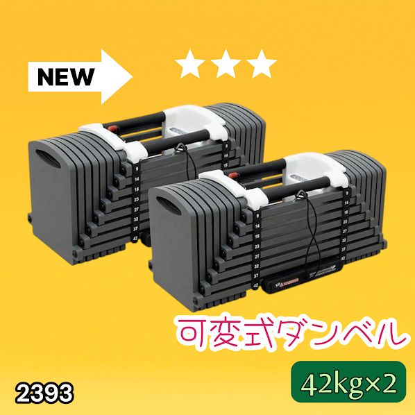 2393 可変式 ブロック ダンベル 42kg 2個セット 簡単 重量 調整 可能 