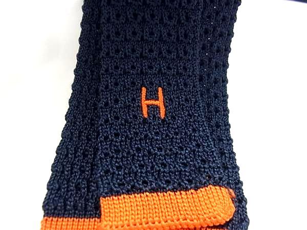 □新品同様□ HERMES エルメス Hロゴ シルク100% ニットタイ ネクタイ