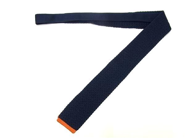 □新品同様□ HERMES エルメス Hロゴ シルク100% ニットタイ ネクタイ