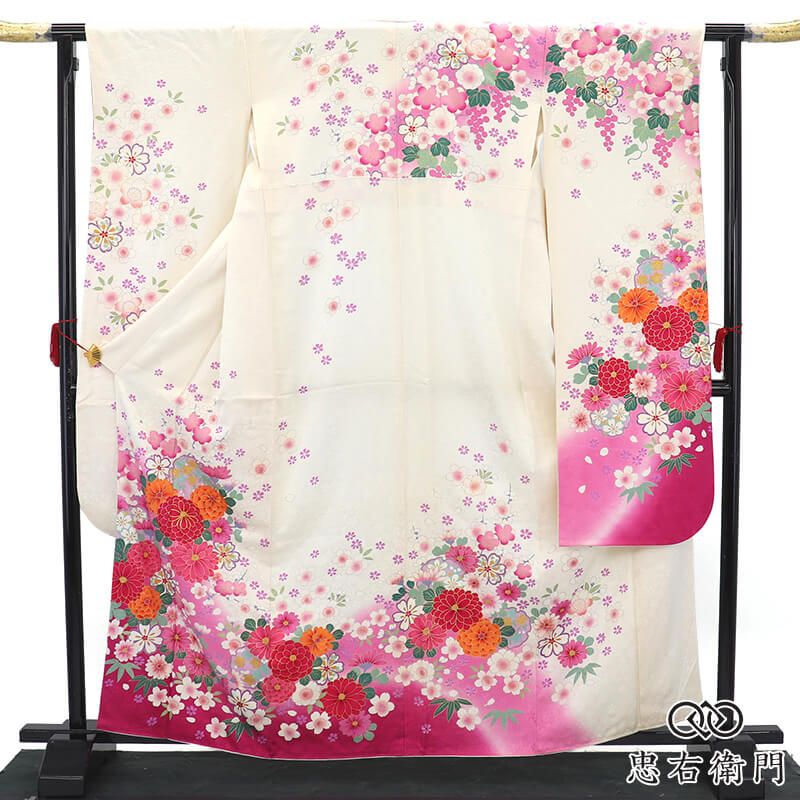 振袖 長襦袢 2点 セット 成人式 レディース 正絹 白 菊 桜 金駒刺繍 