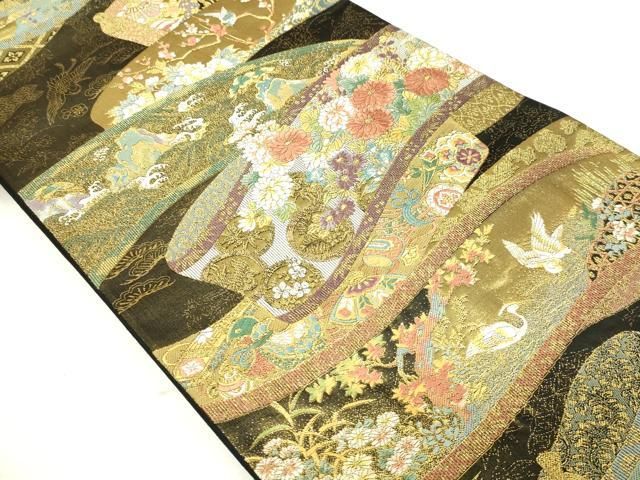 平和屋本店●六通柄袋帯　唐織　唐人形絵巻　本金箔　金泥箔　正絹　逸品　DABE9387sf 平和屋着物◎佐賀錦 平和屋本店▽六通柄袋帯 唐織 唐