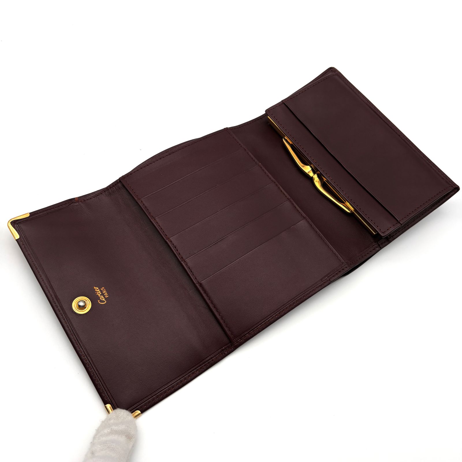 美品 Cartier カルティエ マストライン 三つ折り財布 カーフレザー