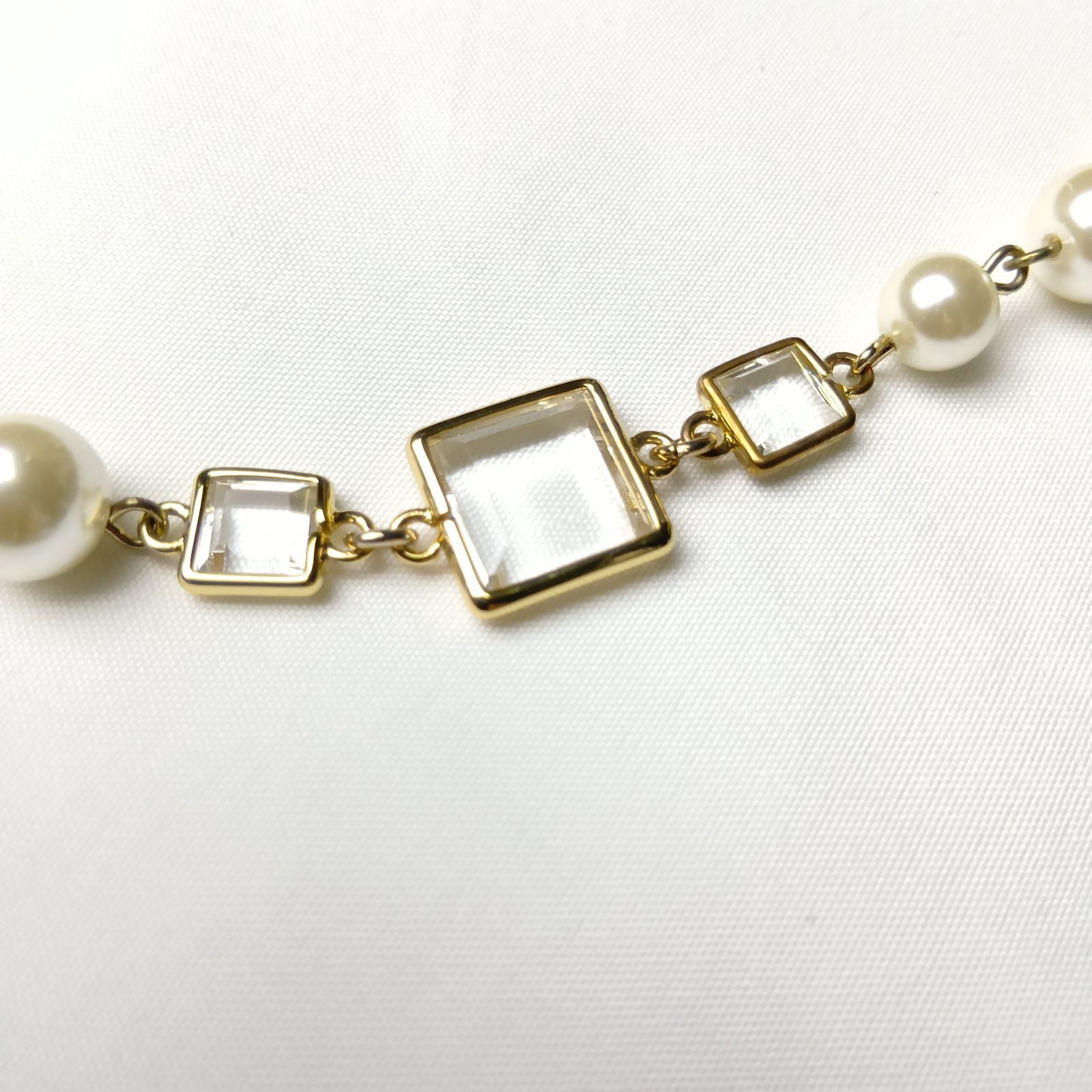 Max Mara] マックスマーラ ネックレス Mロゴ パール クリスタル 63g 
