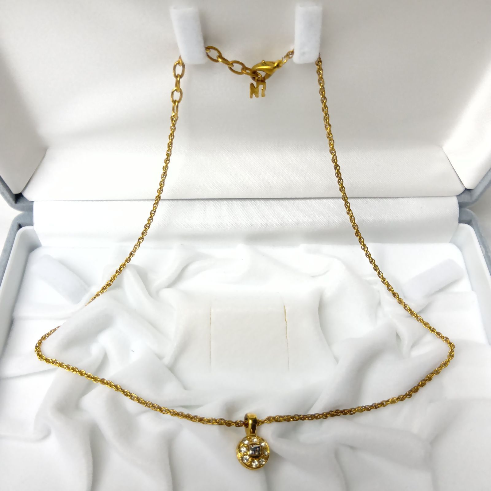 NINA RICCI] ニナリッチ ネックレス ゴールド サークル クリスタル 5g 