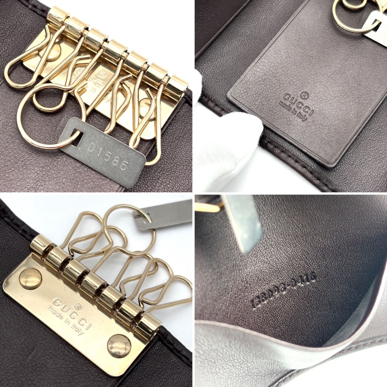 未使用保管品 GUCCI グッチ グッチシマ 6連キーケース 鍵ケース シグネチャー レザー 牛革 ダークブラウン 濃茶 シルバー金具 138093 メンズ レディース ユニセックス プレゼント 贈り物 鍵 楽天市場】GUCCI グッチ グッチシマ 6連キーケース レザー カーフ 黒