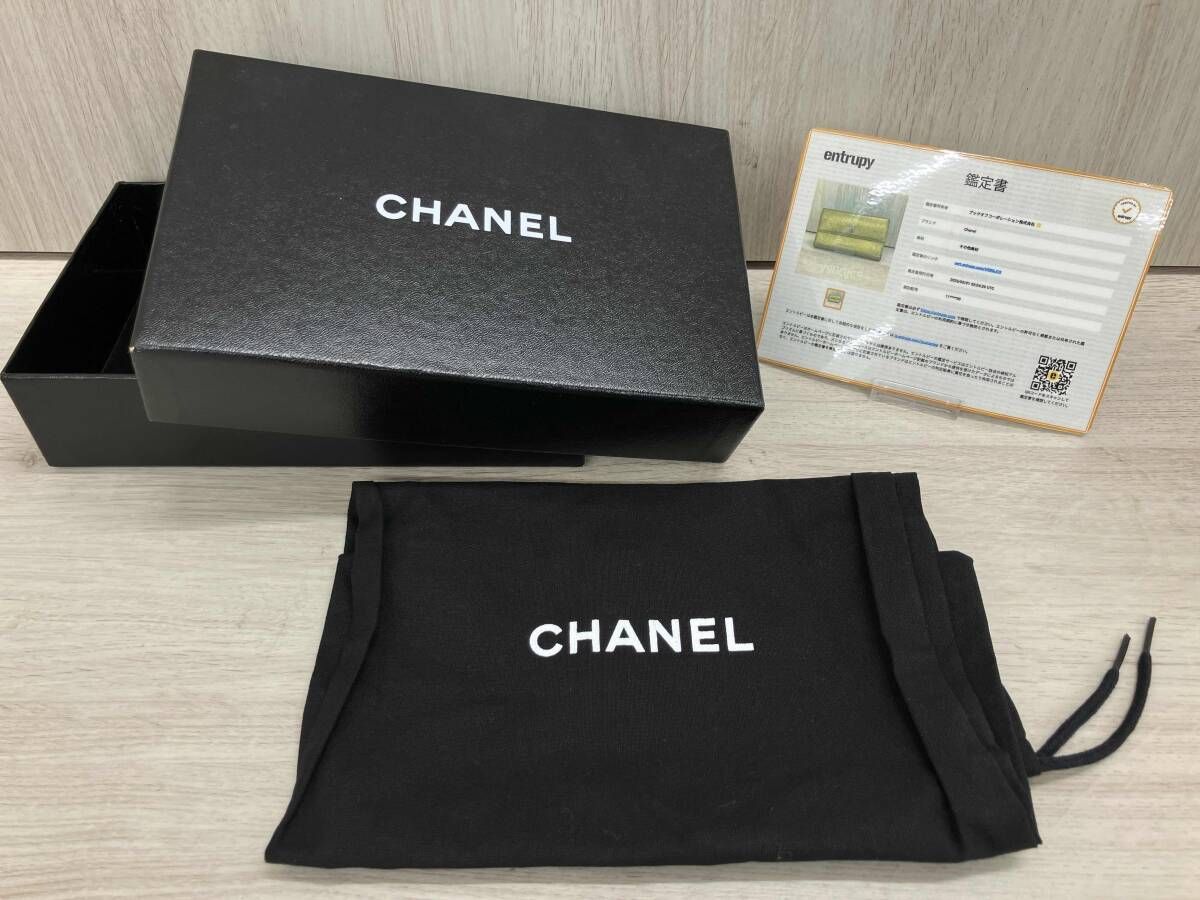 鑑定書付き CHANEL シャネル 三つ折り長財布 ロングウォレット ココ 