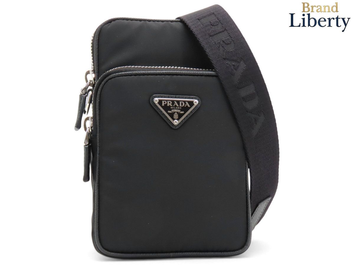 新品同様 プラダ PRADA Re-Nylon リナイロン サフィアーノ スマートフォンケース ショルダーポーチ ポシェット ポーチ 小物入れ マルチケース NERO ブラック リナイロン 再生ナイロン レザー 2ZT066 新品同様】プラダ PRADA Re-Nylon リナイロン サフィアーノ