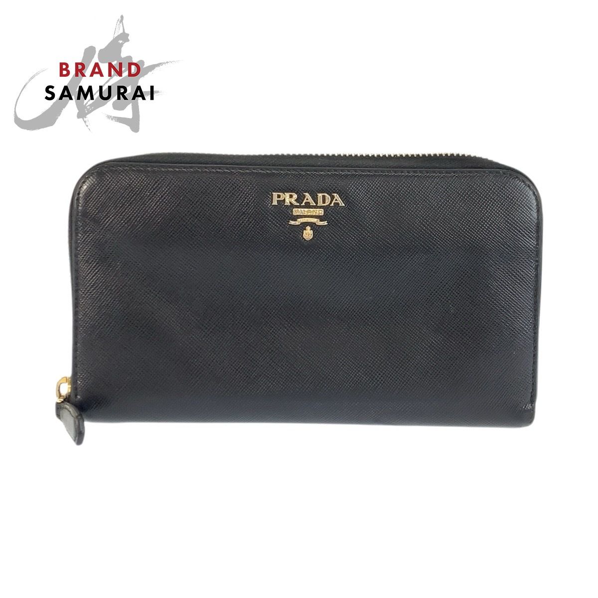 PRADA プラダ サフィア➖ノ ブラック 黒 ゴールド金具 レザー 長財布 