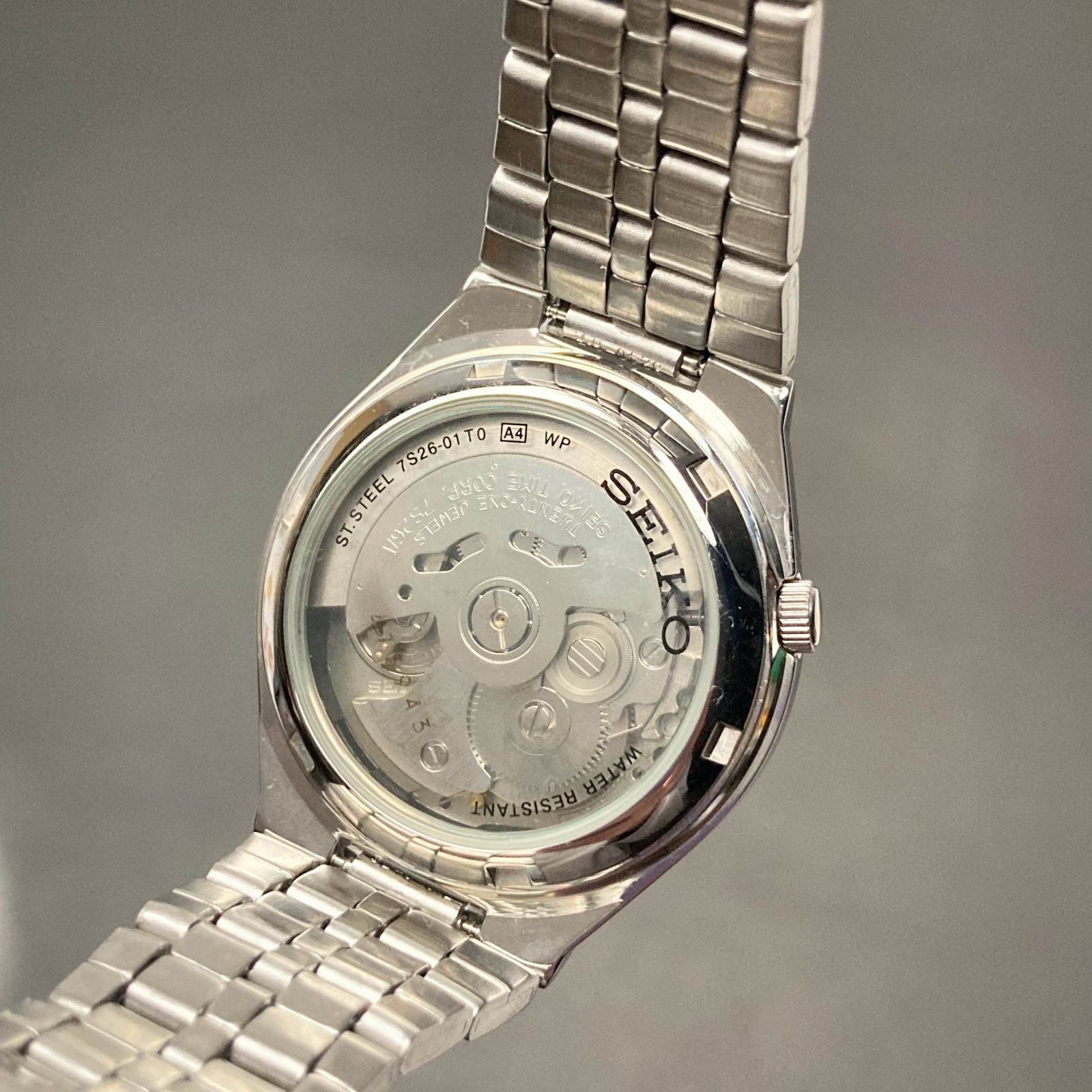 稼働品 SEIKO セイコー 7S26-01T0 セイコー5 ネイビー文字盤 自動巻き 