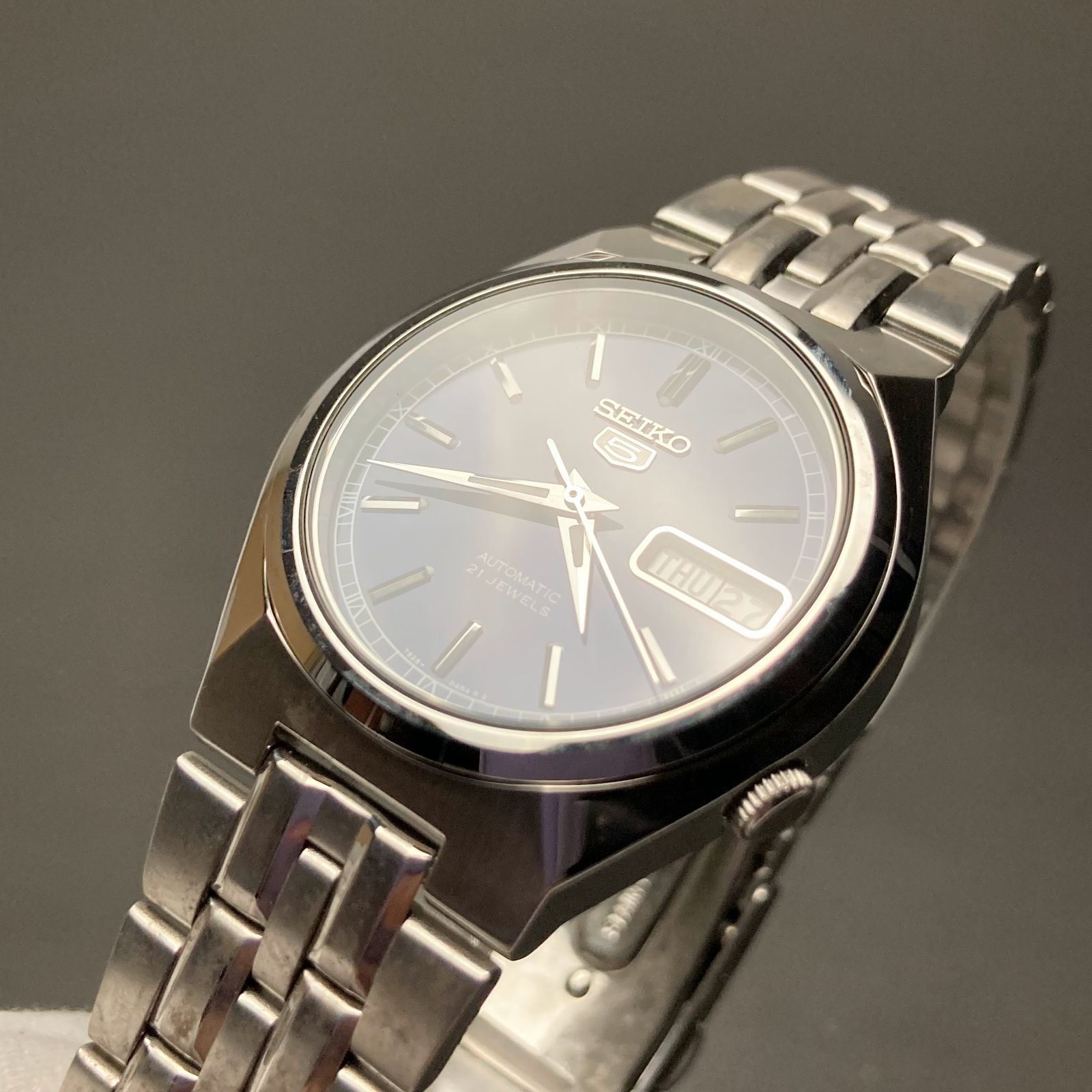稼働品 SEIKO セイコー 7S26-01T0 セイコー5 ネイビー文字盤 自動巻き 