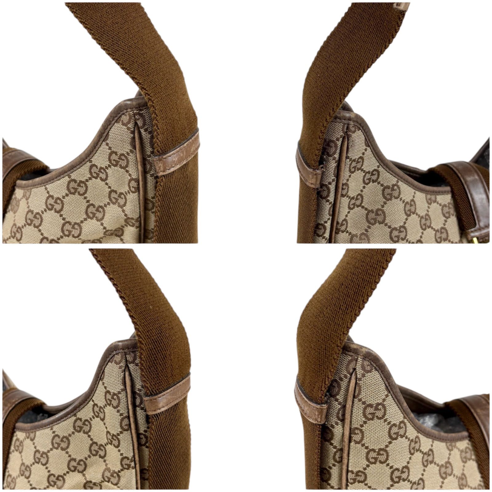 GUCCI グッチ ワンショルダー ハンド バッグ GG柄 キャンバス ブラウン