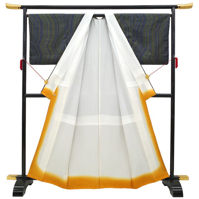 新古品】 本場牛首紬 着物 正絹 袷 石川県指定無形文化財 白山工房