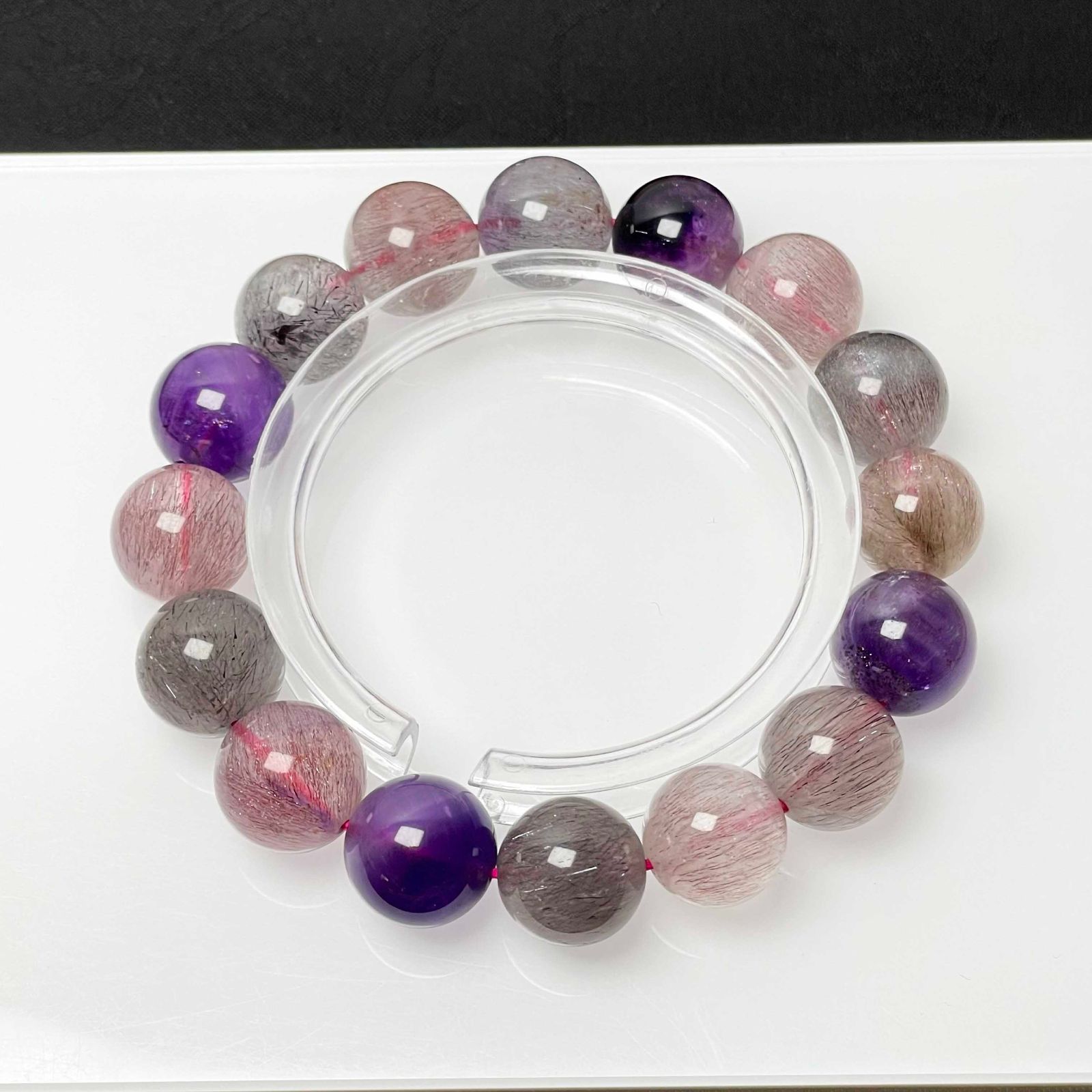 天然美品★【160A極満針スーパーセブン】★ブレスレット 天然石 12.9-13.8mm ZZ1959