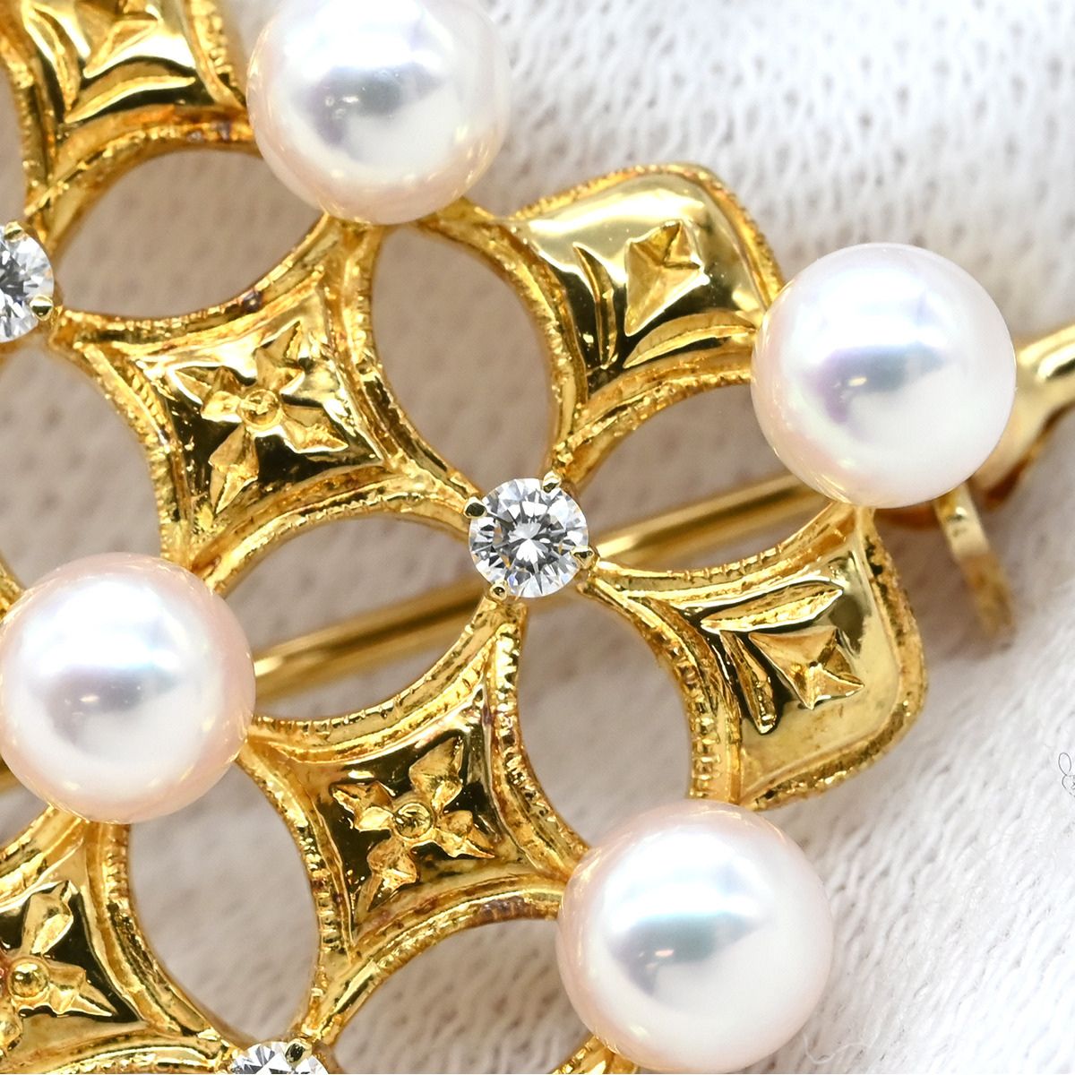 ミキモト MIKIMOTO ブローチ ベビーパール ダイヤ パールホワイト 