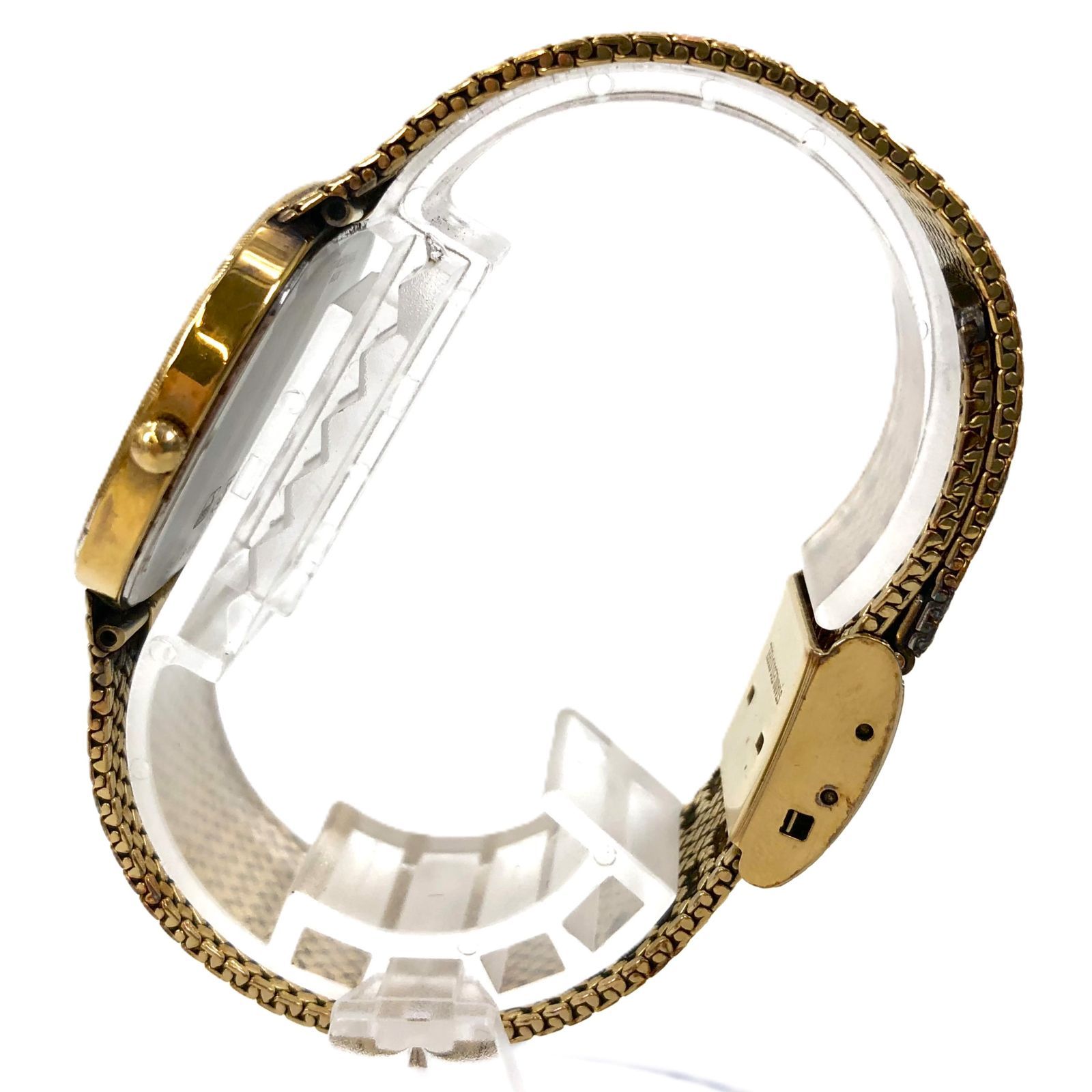 LONGINES ロンジン SS/QZ スクエア ゴールド文字盤 メンズ腕時計【PF