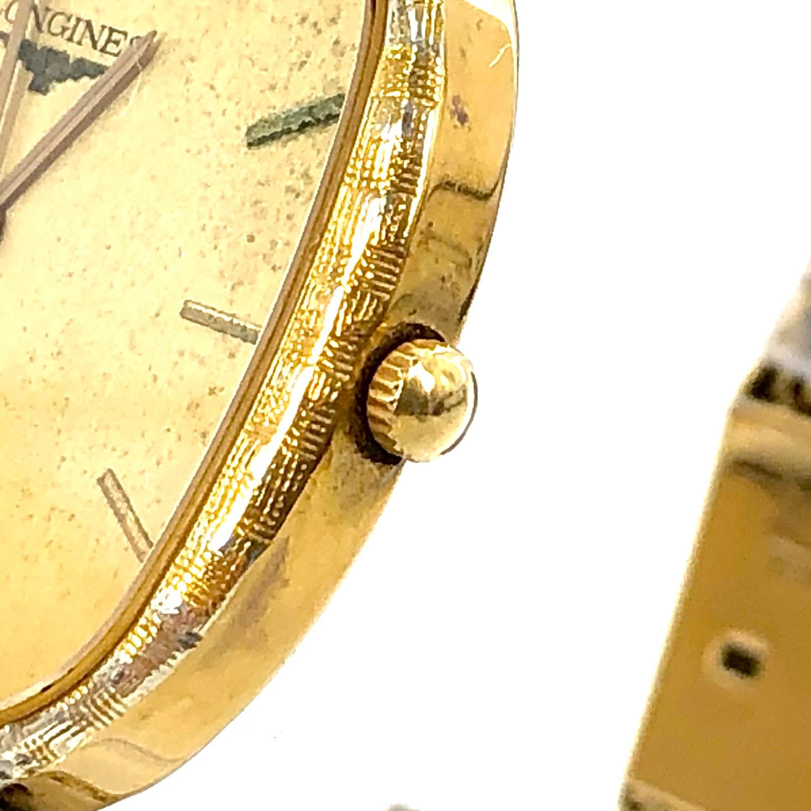 LONGINES ロンジン SS/QZ スクエア ゴールド文字盤 メンズ腕時計【PF