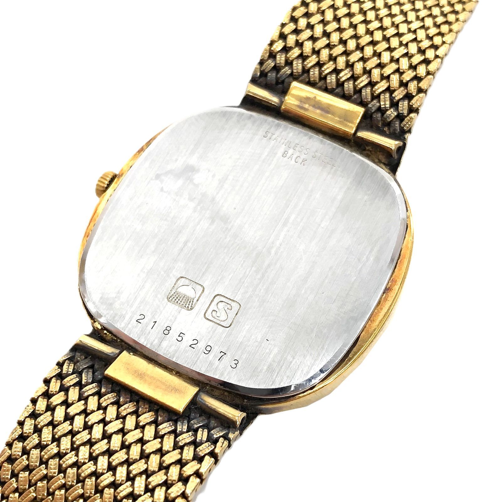 ロンジン　時計 LONGINES ロンジン SS/QZ スクエア ゴールド文字盤 メンズ腕時計【PF