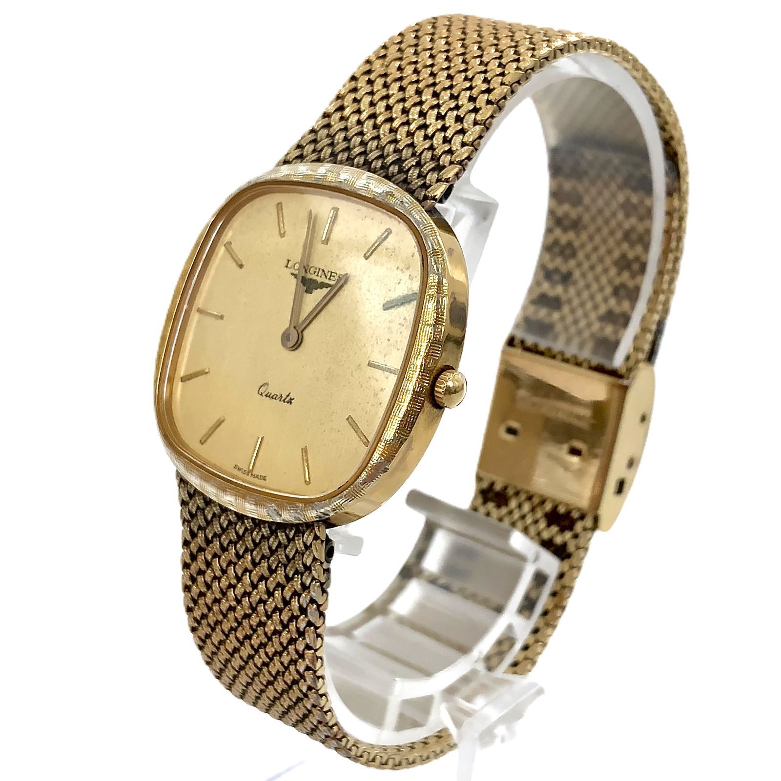 ロンジン　時計 LONGINES ロンジン SS/QZ スクエア ゴールド文字盤 メンズ腕時計【PF