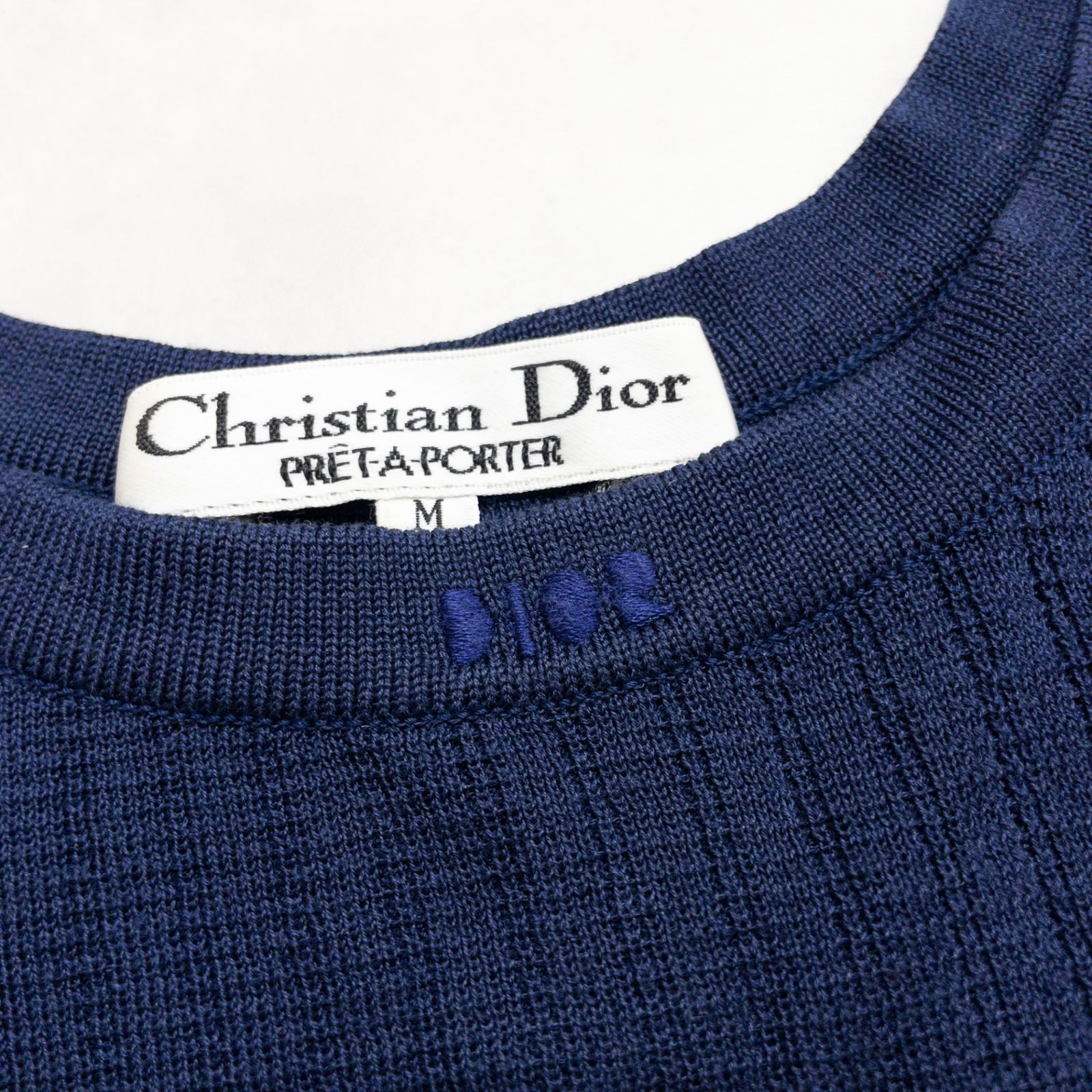 Christian Dior クリスチャンディオール ニットトップス リブ ロゴ刺繍