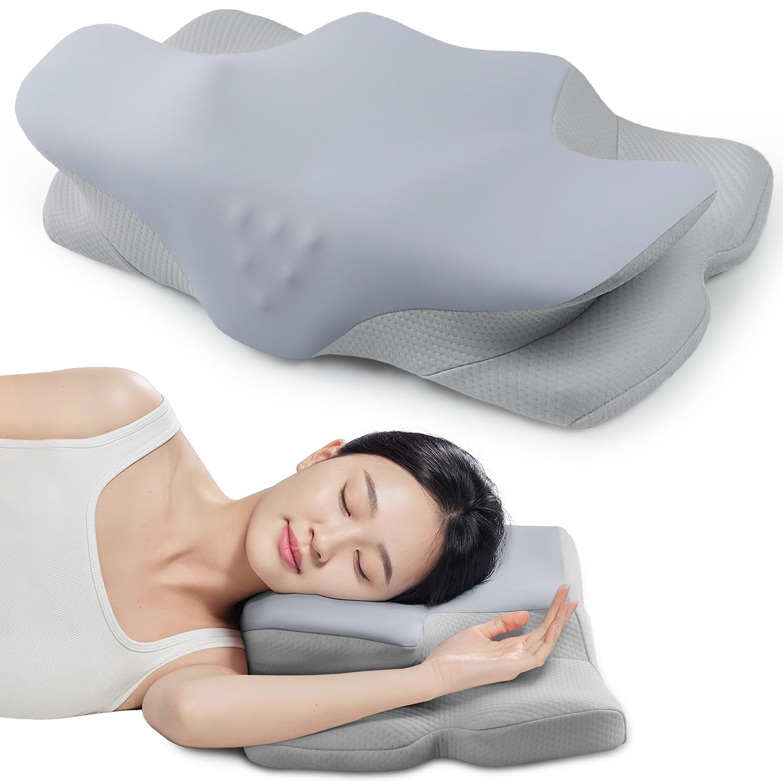 新品 枕 まくら 首が痛くならない 腕をやさしくサポート 快眠 低反発枕 頭・首・肩を支える 仰向け・横向き・うつぶせ対応 3D人間工学設計 安眠枕 低め・高め調整可能 ネックピロー 通気性 pillow カバー洗濯可能 誕生日 母の日 父の日 プレゼント グ