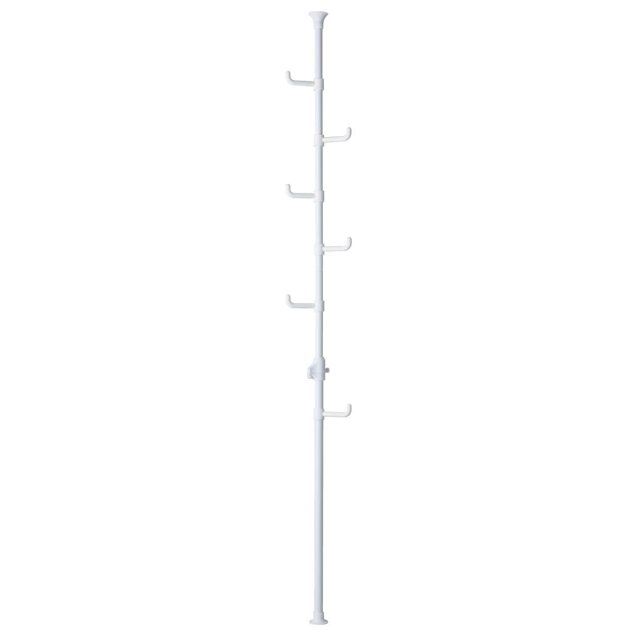 Belca ハンガーラック 簡単つっぱりポールハンガー フック6本 台座直径6.5×高さ190~255cm ホワイト 突っ張り式 高さ伸縮 ワンタッチ式 衣類収納 TU-TPW3-E